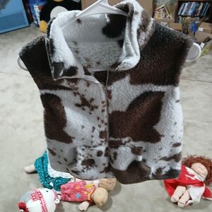 SHEIN Brown and White Fleece Vest